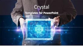  Presentation with data protection - Presentation theme consisting of hand-holding-tablet-with-online background and a dark gray colored foreground