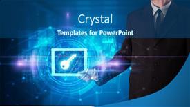  Presentation with data protection - Colorful slide deck enhanced with hand-holding-tablet-with-online backdrop and a ocean colored foreground