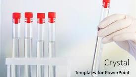  Presentation with tea leaves test tube - Colorful theme enhanced with hand holding test tube on light background backdrop and a light gray colored foreground