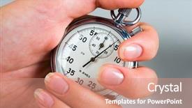  Presentation with stop - PPT layouts having hand holding the stop-watch background and a coral colored foreground