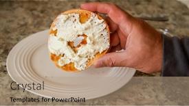  Presentation with bagel - Presentation consisting of hand-holding-toasted-bagel background and a coral colored foreground