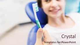  Presentation with patient care - PPT theme having hand holding toothbrush and patient background and a  colored foreground