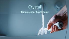  Presentation with water faucet - Presentation theme consisting of hand-holding-toothbrush-under-flowing background and a ocean colored foreground