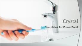  Presentation with water faucet - Slide set consisting of hand-holding-toothbrush-under-flowing background and a white colored foreground