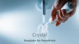  Presentation with water faucet - Audience pleasing slide deck consisting of hand-holding-toothbrush-under-flowing backdrop and a sky blue colored foreground