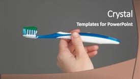  Presentation with toothpaste - Slides enhanced with hand holding toothbrush background and a  colored foreground
