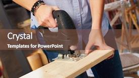  Presentation with hand holding puzzle piece - Theme consisting of hand holding top handle jigsaw background and a tawny brown colored foreground