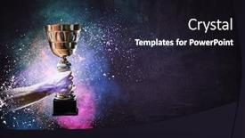  Presentation with gold trophy - Theme having hand-holding-up-a-gold background and a wine colored foreground