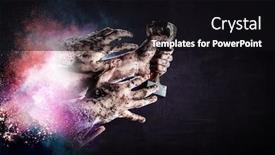  Presentation with gold trophy - Audience pleasing slides consisting of hand-holding-up-a-gold backdrop and a black colored foreground