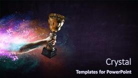  Presentation with gold trophy - Cool new theme with hand-holding-up-a-gold backdrop and a wine colored foreground