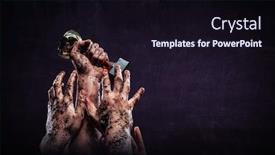  Presentation with gold trophy - Cool new presentation design with hand-holding-up-a-gold backdrop and a wine colored foreground