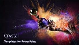  Presentation with gold trophy - Presentation design consisting of hand-holding-up-a-gold background and a wine colored foreground