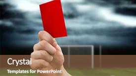  Presentation with football - Presentation theme with hand holding up red card background and a coral colored foreground