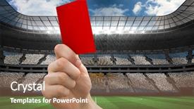  Presentation with race car a red racing - Beautiful presentation design featuring hand holding up red card backdrop and a coral colored foreground