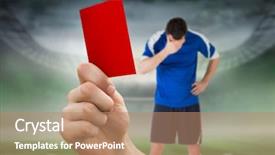  Presentation with trophy award hand holding - Amazing presentation theme having hand holding up red backdrop and a coral colored foreground