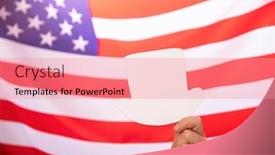  Presentation with election - Amazing PPT theme having hand-holding-white-sign-boards backdrop and a coral colored foreground