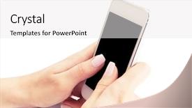  Presentation with blank - Slide deck having hand-holding-white-smartphone and a  colored foreground
