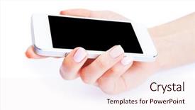  Presentation with blank - Presentation theme with hand-holding-white-smartphone and a  colored foreground