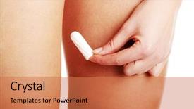  Presentation with vaginal - Cool new PPT theme with hand holding white tampax vaginal backdrop and a coral colored foreground