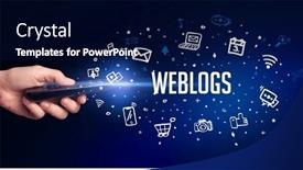  Presentation with wireless - PPT theme with hand-holding-wireless-peripheral-concept and a navy blue colored foreground