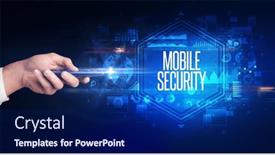  Presentation with cyber security - Presentation theme with hand-holding-wireless-peripheral-cyber background and a navy blue colored foreground