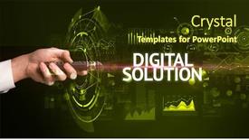  Presentation with wireless - Amazing PPT layouts having hand-holding-wireless-peripheral backdrop and a tawny brown colored foreground