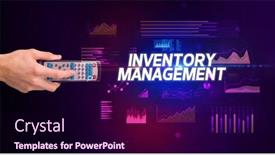  Presentation with inventory management - Presentation theme featuring hand-holding-wireless-peripheral background and a wine colored foreground