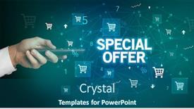  Presentation with online shopping - Amazing slides having hand-holding-wireless-peripheral backdrop and a ocean colored foreground