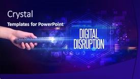  Presentation with disruption - Audience pleasing presentation consisting of hand-holding-wireless-peripheral backdrop and a navy blue colored foreground