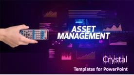  Presentation with asset management - PPT theme consisting of hand-holding-wireless-peripheral background and a wine colored foreground