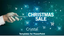  Presentation with christmas sale - Beautiful presentation design featuring hand-holding-wireless-peripheral backdrop and a ocean colored foreground