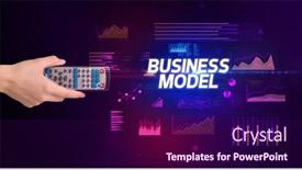  Presentation with cyber - Presentation design enhanced with hand-holding-wireless-peripheral background and a wine colored foreground