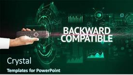  Presentation with wireless - Presentation theme with hand-holding-wireless-peripheral background and a forest green colored foreground