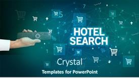  Presentation with search - Cool new presentation design with hand-holding-wireless-peripheral backdrop and a ocean colored foreground