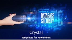  Presentation with database - Presentation theme enhanced with hand-holding-wireless-peripheral background and a navy blue colored foreground