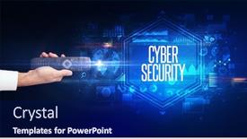  Presentation with cyber security - Slides featuring hand-holding-wireless-peripheral background and a navy blue colored foreground