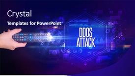  Presentation with cyber security - Slide set having hand-holding-wireless-peripheral background and a navy blue colored foreground