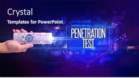  Presentation with cyber security - Audience pleasing presentation design consisting of hand-holding-wireless-peripheral backdrop and a navy blue colored foreground