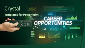  Presentation with cyber - Presentation design enhanced with hand-holding-wireless-peripheral background and a forest green colored foreground