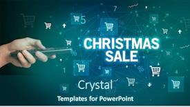  Presentation with christmas sale - Presentation consisting of hand-holding-wireless-peripheral background and a ocean colored foreground