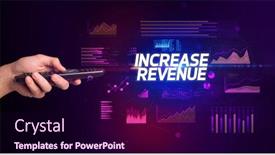  Presentation with revenue - PPT layouts featuring hand-holding-wireless-peripheral background and a wine colored foreground