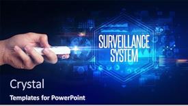  Presentation with cyber security - Presentation theme enhanced with hand-holding-wireless-peripheral background and a navy blue colored foreground