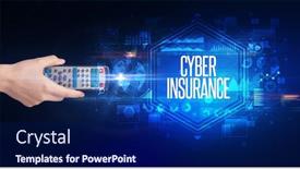  Presentation with cyber security - Colorful slides enhanced with hand-holding-wireless-peripheral backdrop and a navy blue colored foreground