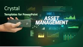  Presentation with asset management - Amazing presentation theme having hand-holding-wireless-peripheral backdrop and a forest green colored foreground