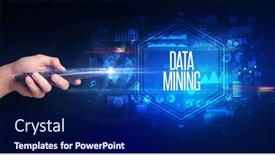  Presentation with data mining - Amazing PPT theme having hand-holding-wireless-peripheral backdrop and a navy blue colored foreground