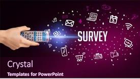  Presentation with survey - Slide set with hand-holding-wireless-peripheral background and a wine colored foreground