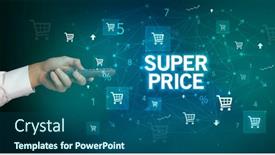  Presentation with online shopping - Slides having hand-holding-wireless-peripheral background and a ocean colored foreground