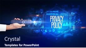  Presentation with cyber security - Cool new presentation with hand-holding-wireless-peripheral backdrop and a navy blue colored foreground