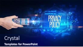  Presentation with privacy - Slide set featuring hand-holding-wireless-peripheral background and a navy blue colored foreground