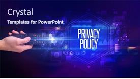  Presentation with cyber security - Presentation design enhanced with hand-holding-wireless-peripheral background and a navy blue colored foreground